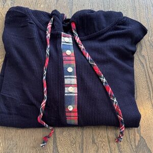 NWT Michael Lauren Navy Plaid Hoodie